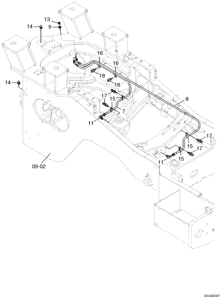 Схема запчастей Case 1221E - (09-09[01]) - GREASE LINES, REAR (87700422) (09) - CHASSIS/ATTACHMENTS