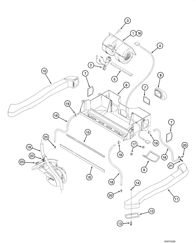 Схема запчастей Case 570MXT - (09-49) - CAB - BLOWER HOUSING, VENTILATION DUCTS, DRAIN LINES (09) - CHASSIS/ATTACHMENTS