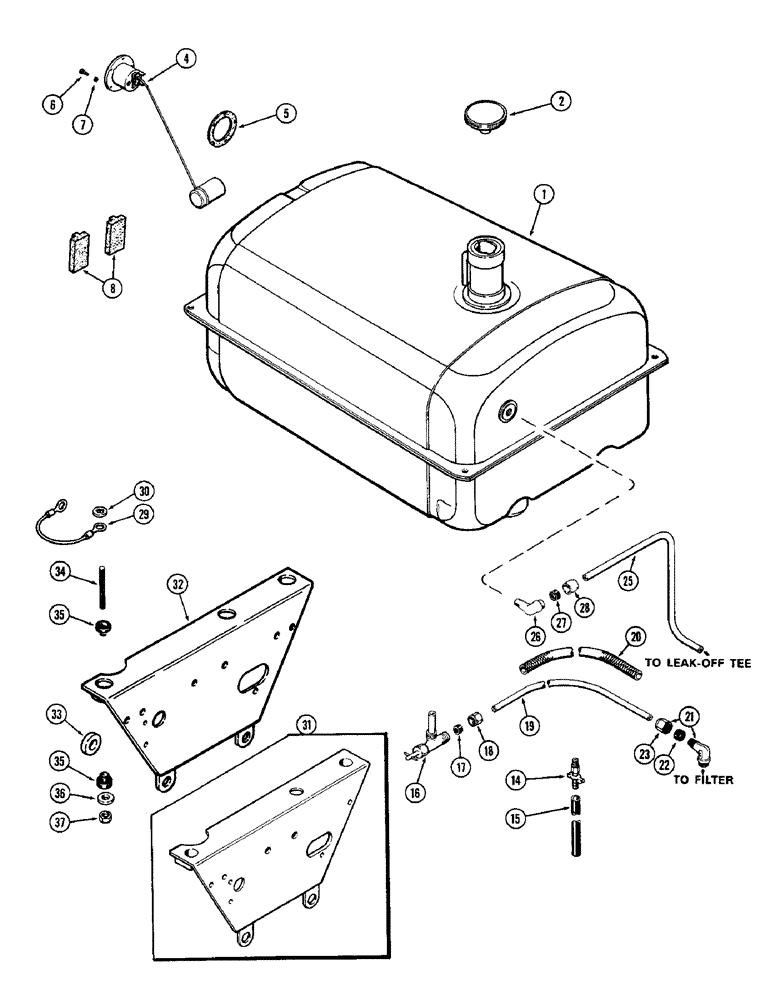 Схема запчастей Case 580B - (038) - FUEL TANK, (188) DIESEL ENGINE (03) - FUEL SYSTEM