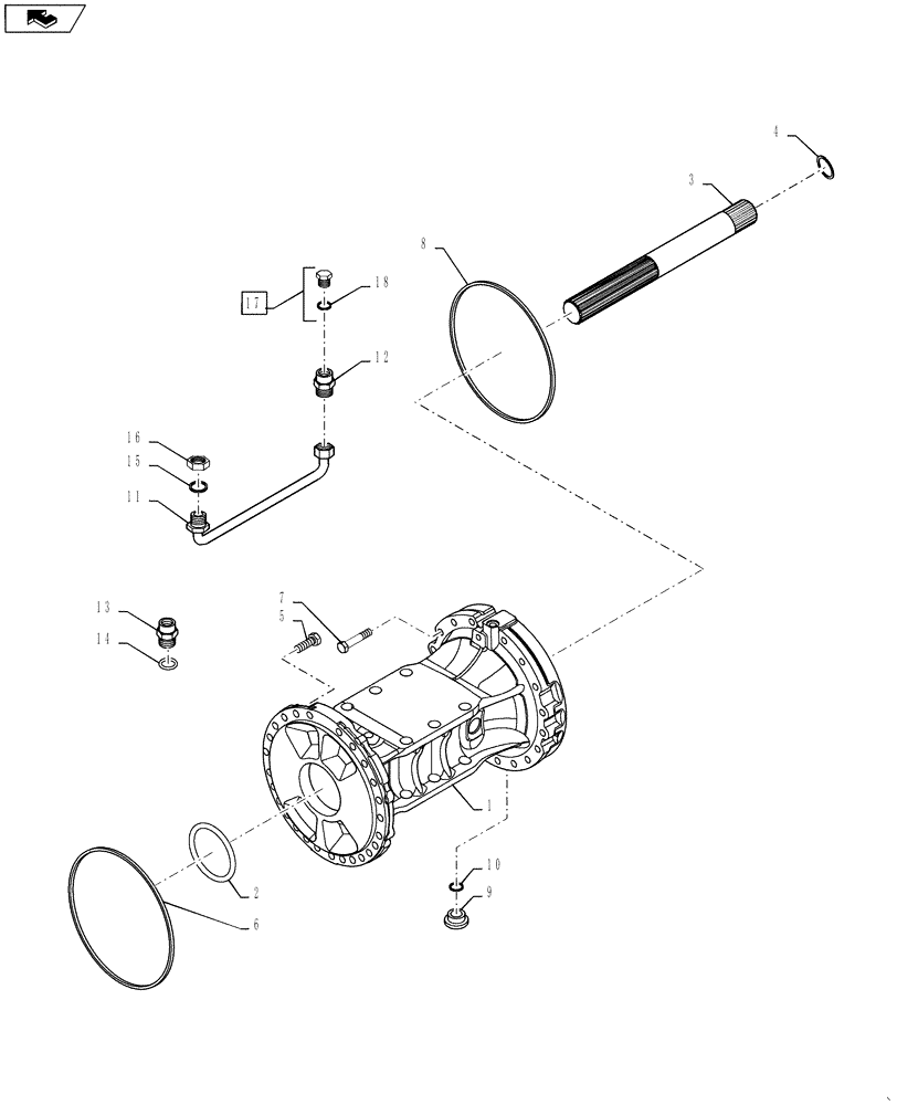 Схема запчастей Case 1021G - (25.100.040) - VAR - 734046 - FRONT AXLE HOUSING, STANDARD (25) - FRONT AXLE SYSTEM