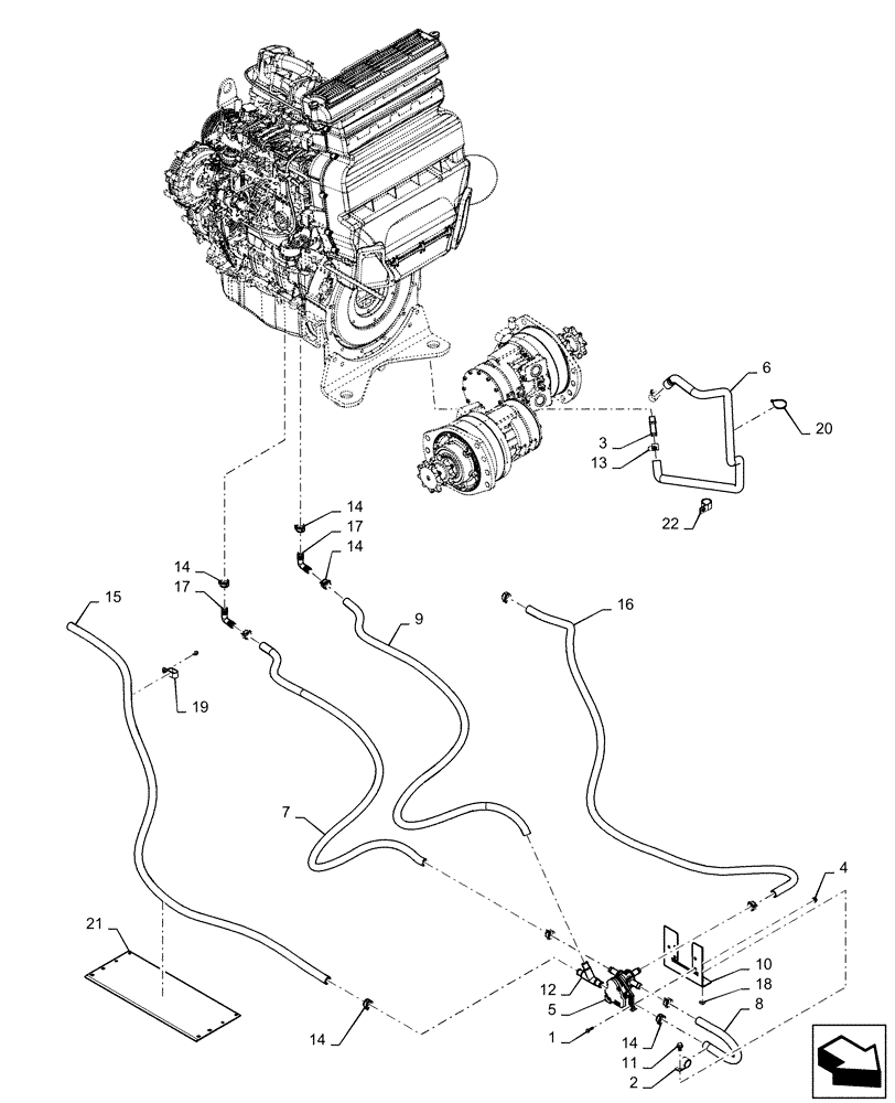 Схема запчастей Case TR320 - (50.100.AC[01]) - HEATER PLUMBING BASIC (SR220-SV300,TR320,TV380) (50) - CAB CLIMATE CONTROL