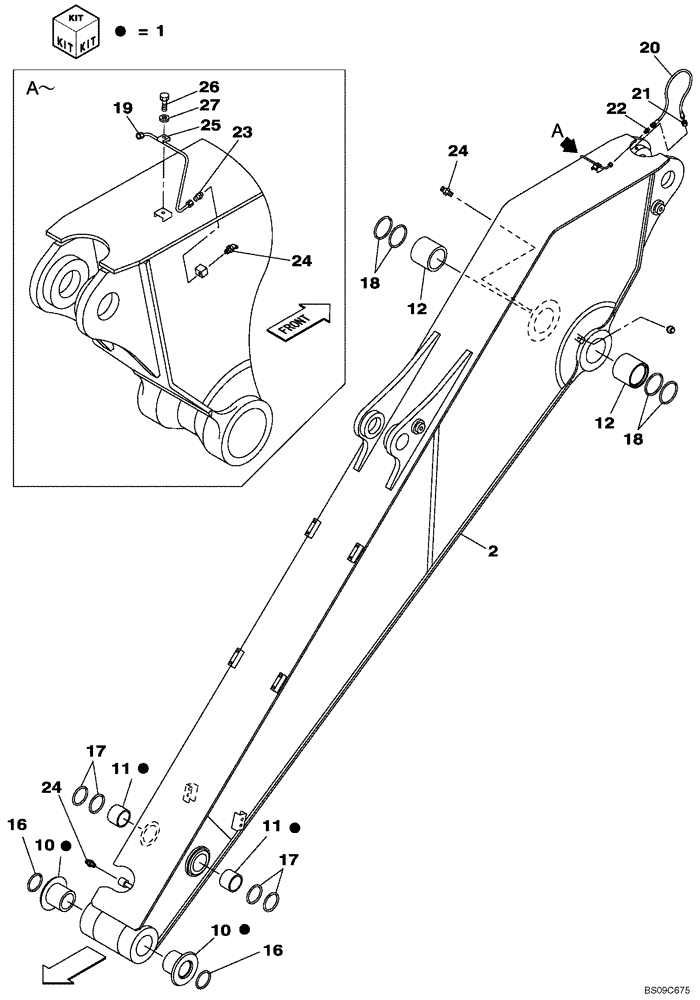 Схема запчастей Case CX350B - (09-74) - ARM (4.04 M) LONG (09) - CHASSIS