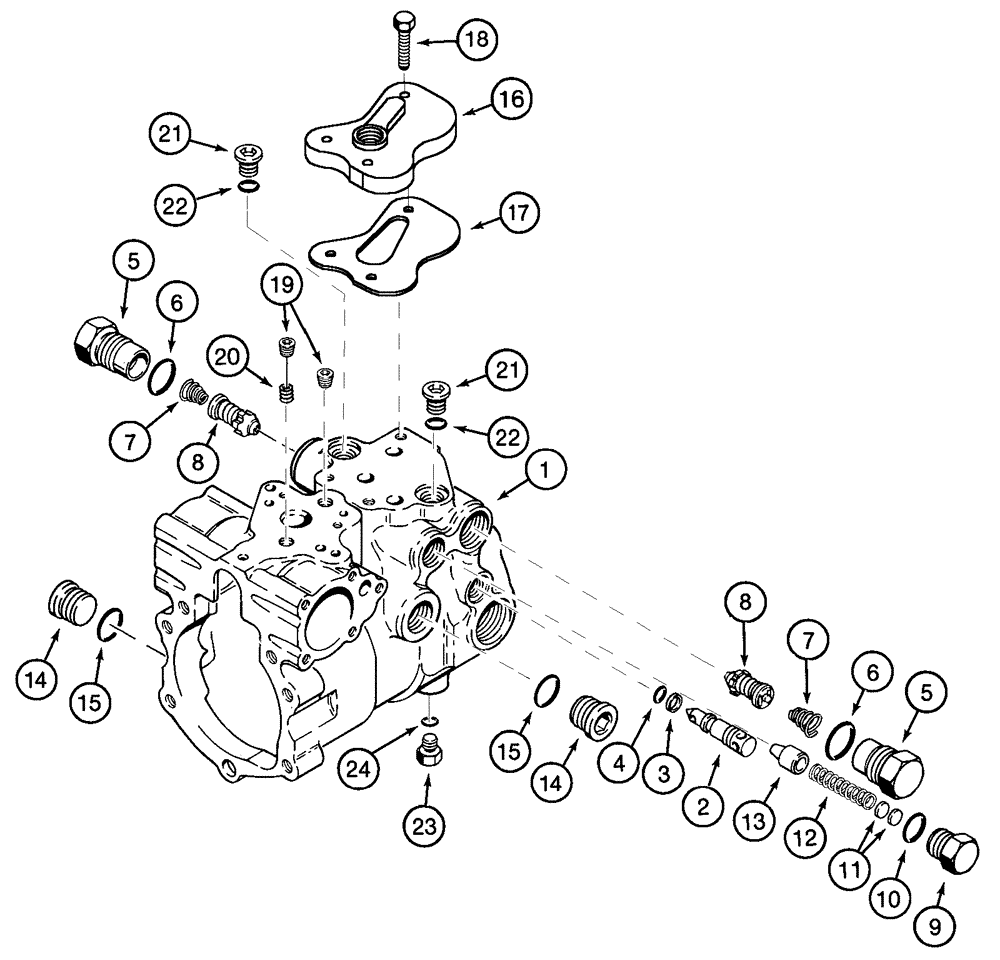 Схема запчастей Case 90XT - (08-39) - PUMP, PISTON, HOUSING AND VALVES (08) - HYDRAULICS