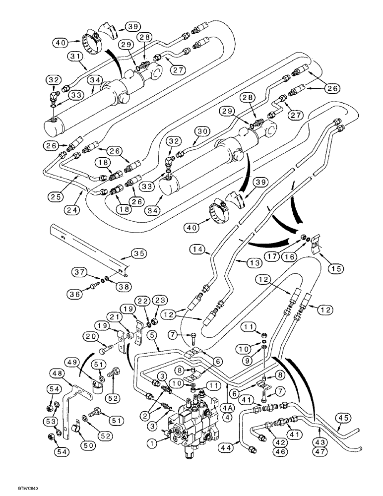 Схема запчастей Case 570LXT - (8-012) - LOADER BUCKET CYLINDER HYDRAULIC CIRCUIT (08) - HYDRAULICS