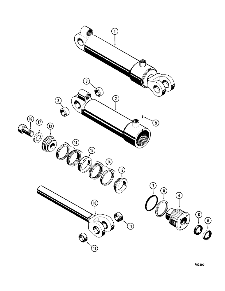 Схема запчастей Case 780 - (392) - G32628 LOADER HYDRA-LEVELING CYLINDER, GLAND HAS NO I.D. MARKS (08) - HYDRAULICS