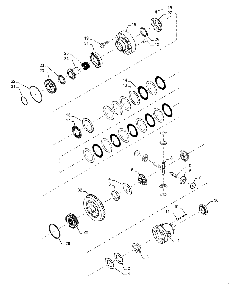 Схема запчастей Case 621F - (25.102.AD[01]) - DIFFERENTIAL ASSEMBLY, HEAVY DUTY (25) - FRONT AXLE SYSTEM