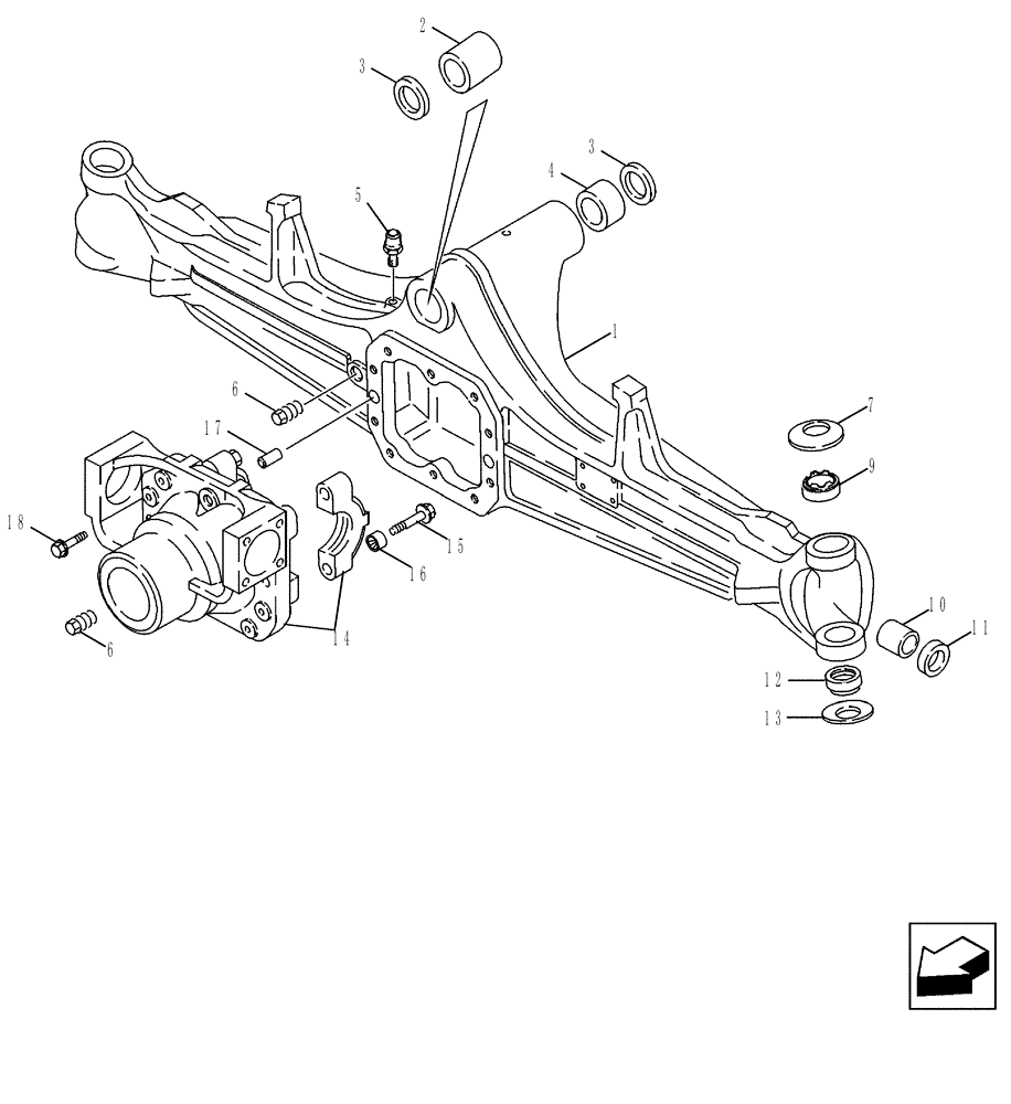 Схема запчастей Case 580SM - (25.100.08) - AXLE, FRONT DRIVE - HOUSING (25) - FRONT AXLE SYSTEM