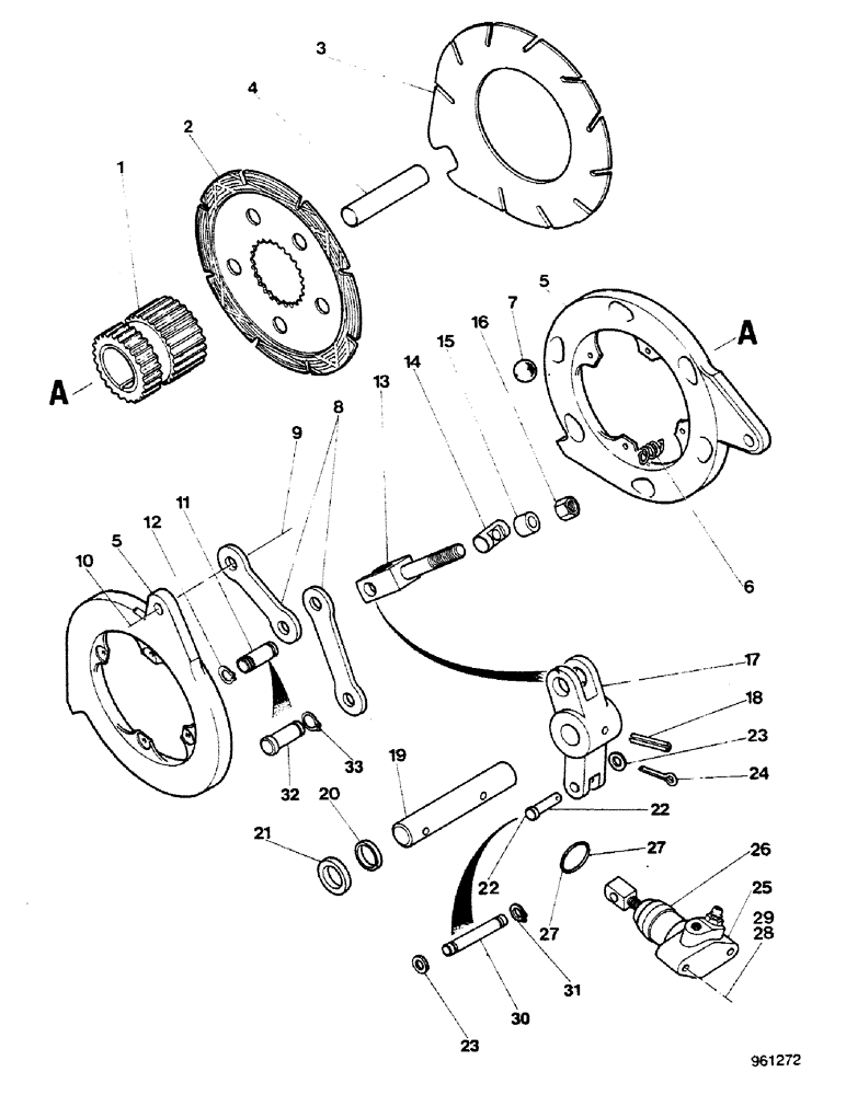 Схема запчастей Case 580G - (172) - TRANSAXLE - BRAKES AND BRAKE LINKAGE (06) - POWER TRAIN