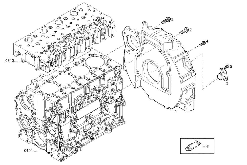 Схема запчастей Case F5CE9454G A001 - (0435.032) - FLYWHEEL HOUSING (10) - ENGINE