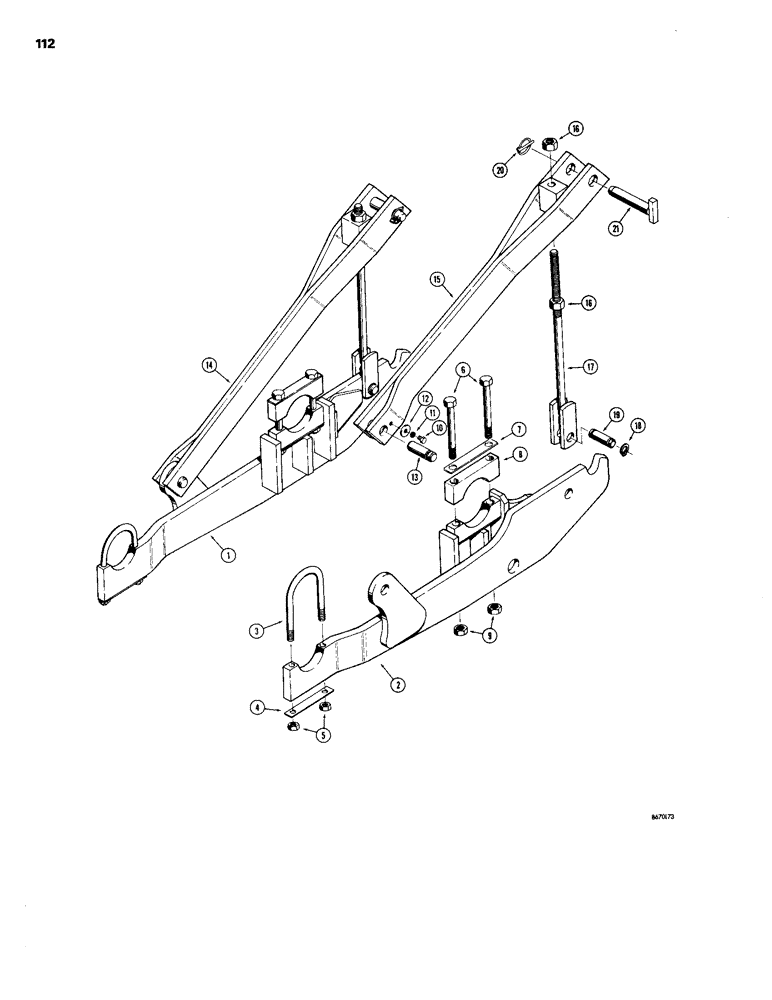 Схема запчастей Case 26S - (112) - BACKHOE MOUNTING PARTS, FOR 310G AND 350 CRAWLERS 