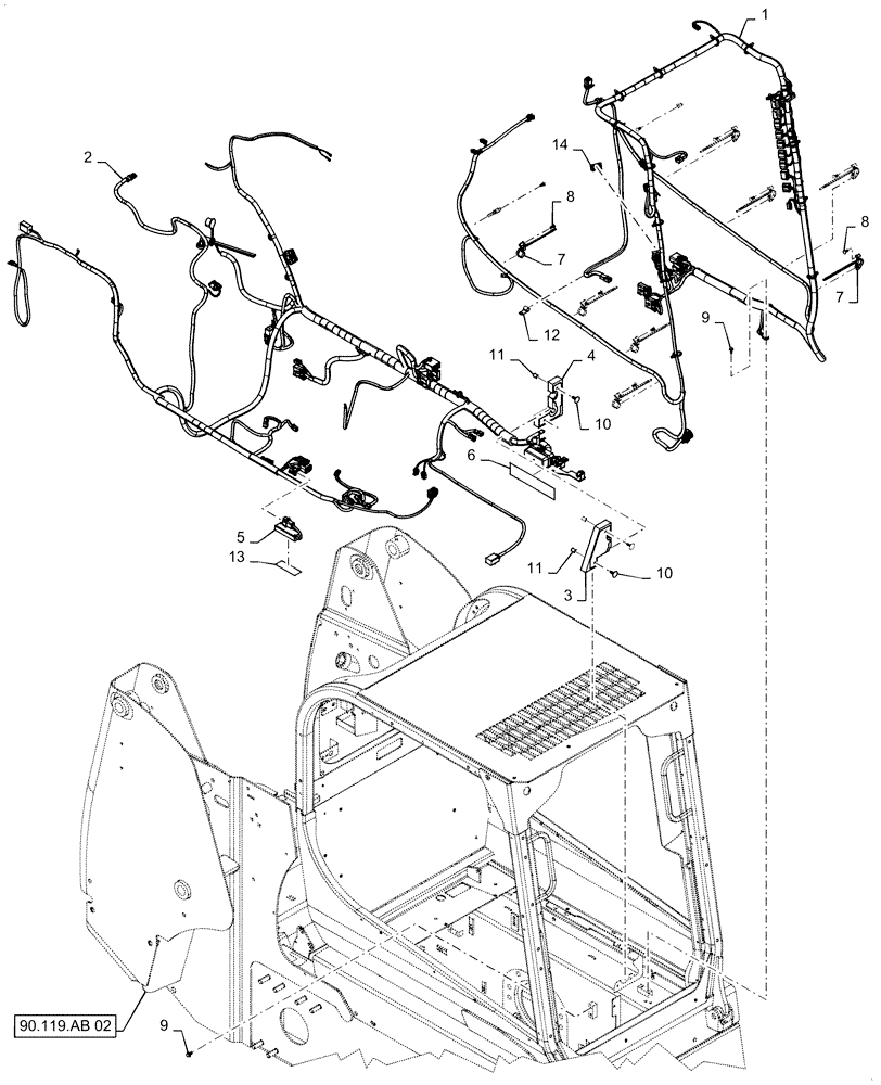 Схема запчастей Case SV300 - (55.101.AC[02]) - ELECTRICAL MECH, LG OPEN CAB (SR220-SV300,TR320,TV380) (55) - ELECTRICAL SYSTEMS