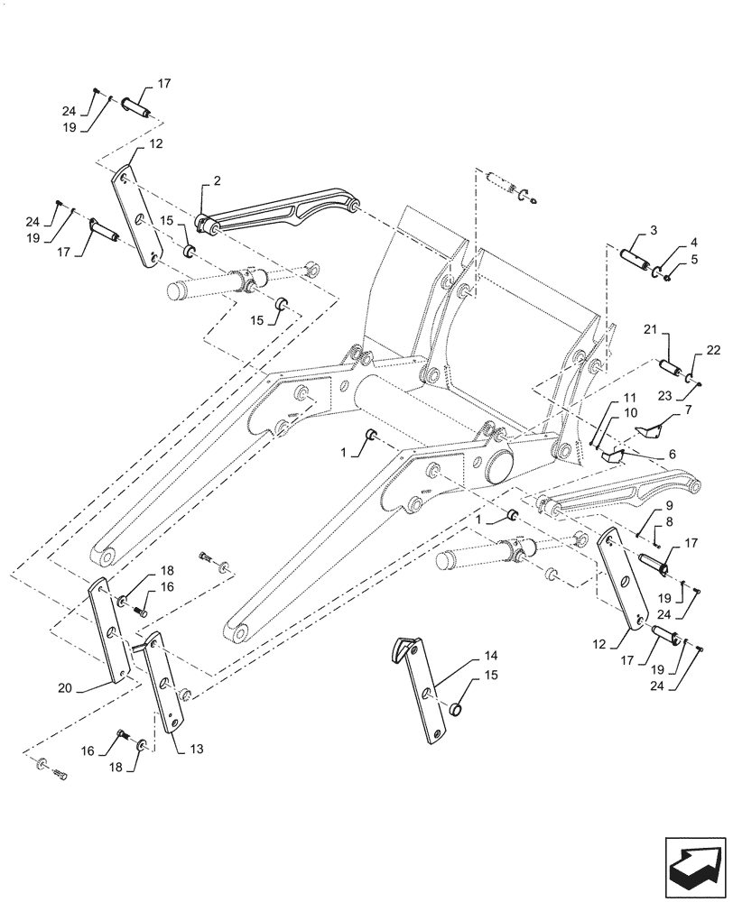 Схема запчастей Case 590SN - (39.125.02) - FRAME - LOADER LINKAGE (39) - FRAMES AND BALLASTING