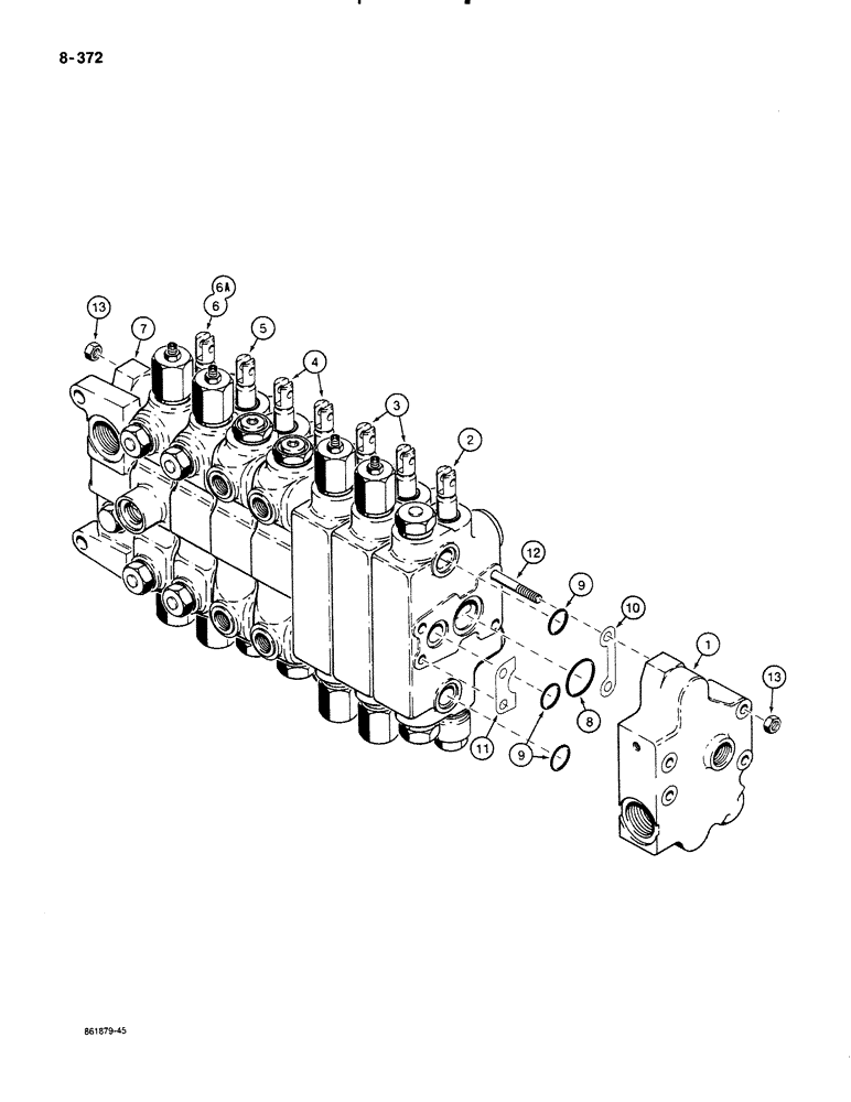 Схема запчастей Case 580K - (08-372) - BACKHOE CONTROL VALVES, MODELS W/EXTENDABLE DIPPER OR AUX. HYD. FOR OPTIONAL REAR HYD. ATTACHMENTS (08) - HYDRAULICS