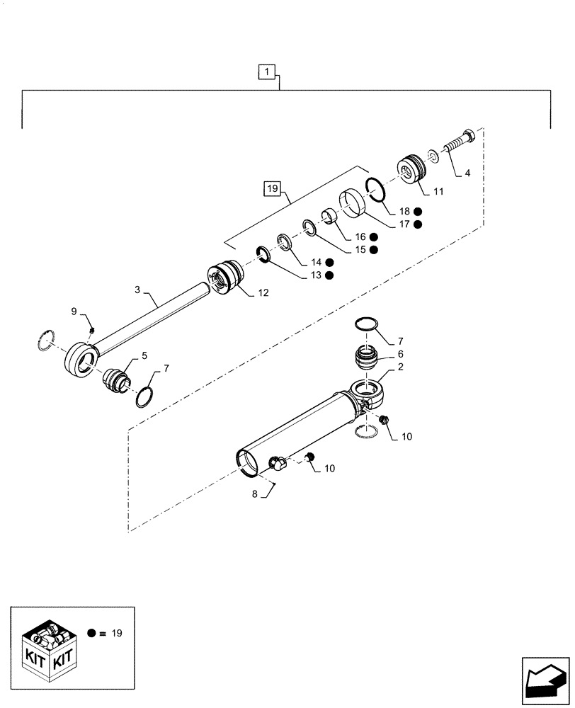 Схема запчастей Case 750M WT/LGP - (35.741.AC[03]) - BLADE RH ANGLE CYLINDER (35) - HYDRAULIC SYSTEMS