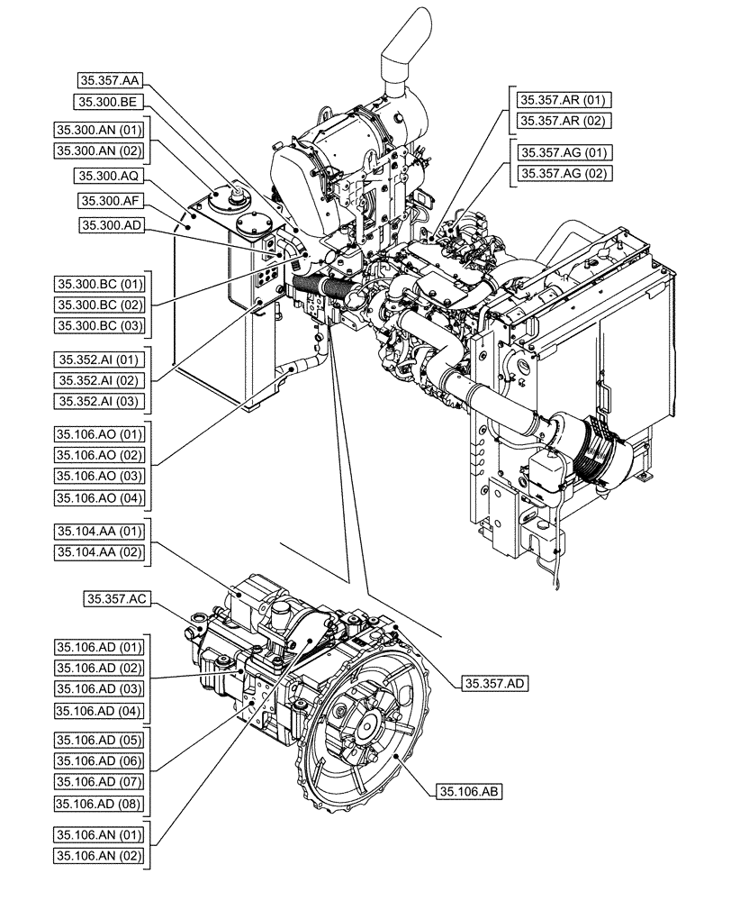 Схема запчастей Case CX130D - (35.000.00[01]) - SECTION INDEX - HYDRAULIC SYSTEMS (35) - HYDRAULIC SYSTEMS