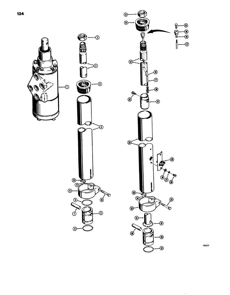 Схема запчастей Case 680E - (124) - STEERING COLUMN (41) - STEERING