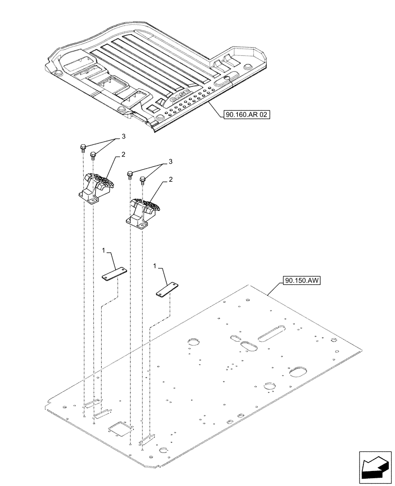 Схема запчастей Case CX490D LC - (90.160.AS[03]) - FOOT BOARD (90) - PLATFORM, CAB, BODYWORK AND DECALS