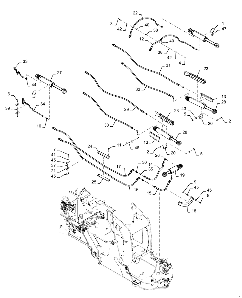 Схема запчастей Case 2050M XLT - (35.741.AJ[02]) - LIFT CYLINDER (PAT) XLT/LGP (35) - HYDRAULIC SYSTEMS