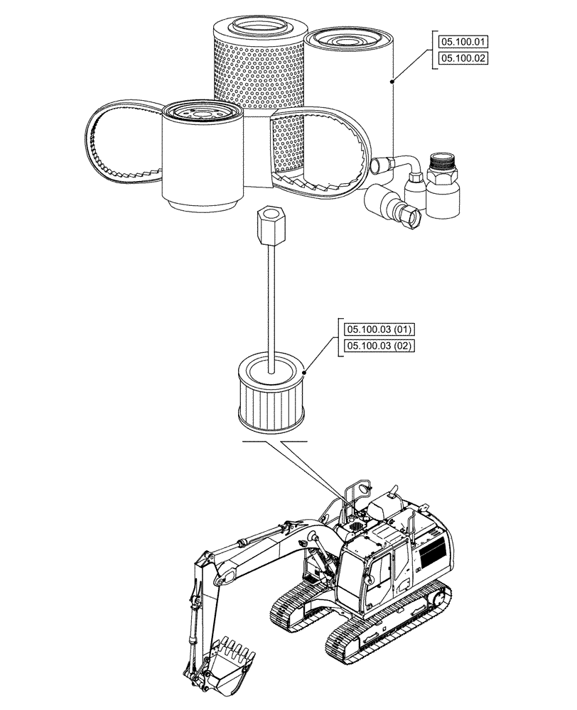 Схема запчастей Case CX160D LC - (05.000.00[02]) - SECTION INDEX - MACHINE COMPLETION & EQUIPMENT (05) - SERVICE & MAINTENANCE