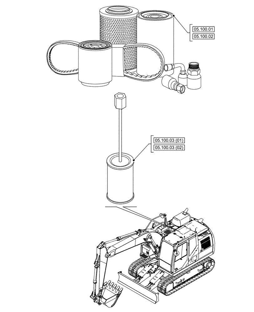 Схема запчастей Case CX130D - (00.000.05[02]) - PICTORIAL INDEX - MACHINE COMPLETION AND EQUIPMENT (00) - GENERAL & PICTORIAL INDEX