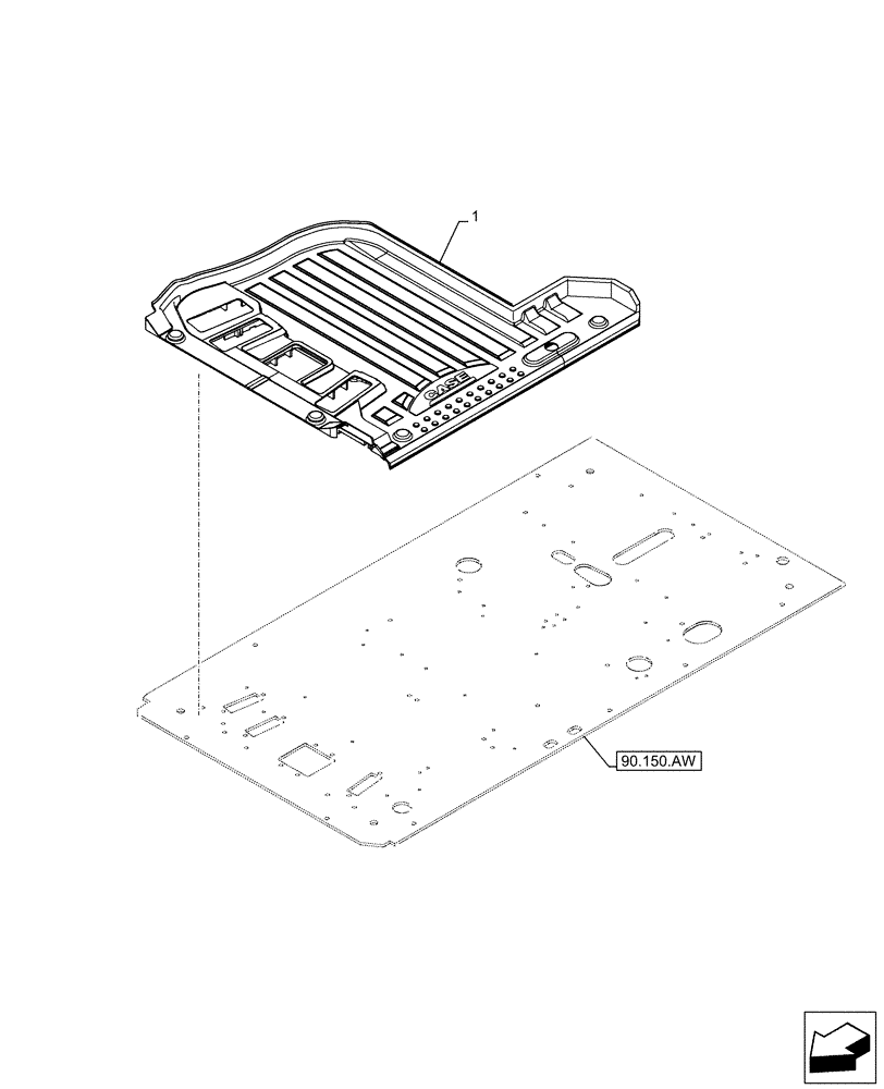 Схема запчастей Case CX490D LC - (90.160.AR[03]) - FLOOR MAT (90) - PLATFORM, CAB, BODYWORK AND DECALS
