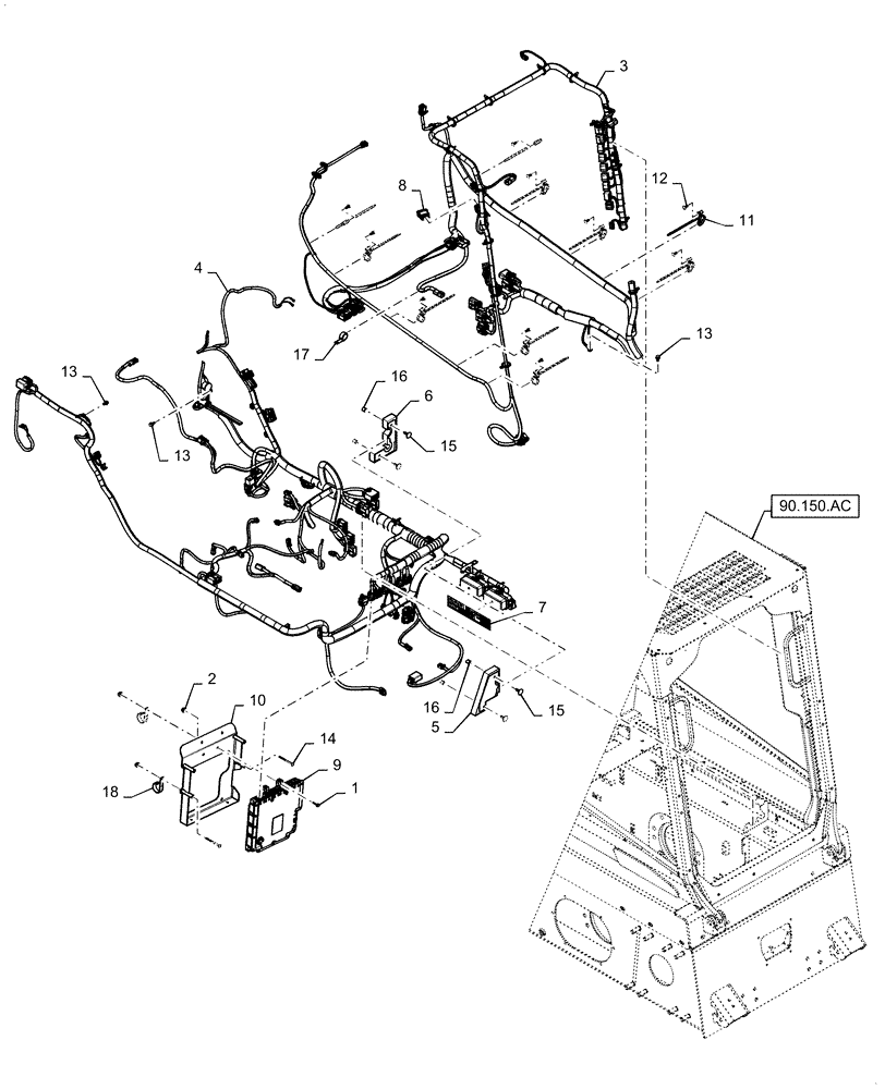 Схема запчастей Case SR175 - (55.101.AC[04]) - WIRE HARNESS & CONNECTOR, ELECTRONIC CONTROLS, OPEN CAB (13-NOV-2016 & PRIOR) (55) - ELECTRICAL SYSTEMS