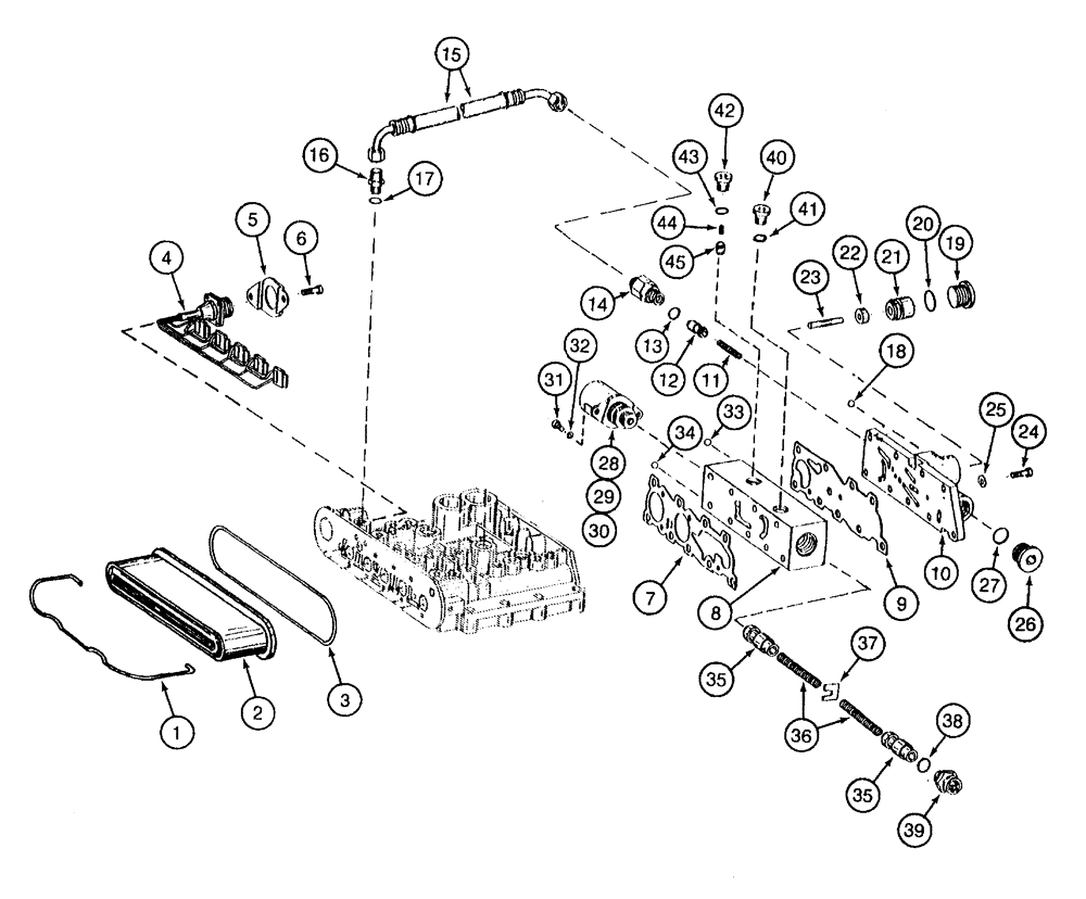 Схема запчастей Case 921B - (6-037[A]) - TRANSMISSION ASSEMBLY - CONTROL VALVE - 241955A1 TRANSMISSION P.I.N. JEE0052701 AND AFTER (06) - POWER TRAIN