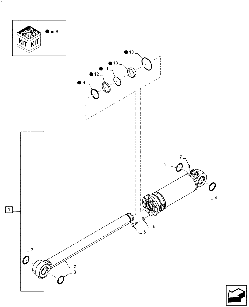 Схема запчастей Case 1021G - (35.100.020[03]) - TILT CYLINDER Z-BAR (35) - HYDRAULIC SYSTEMS