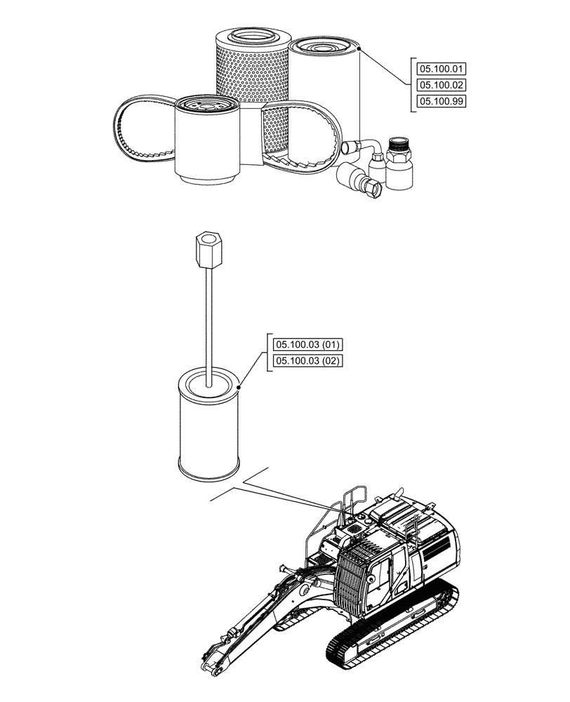 Схема запчастей Case CX350D LC - (00.000.05[02]) - PICTORIAL INDEX - MACHINE COMPLETION AND EQUIPMENT (00) - GENERAL & PICTORIAL INDEX