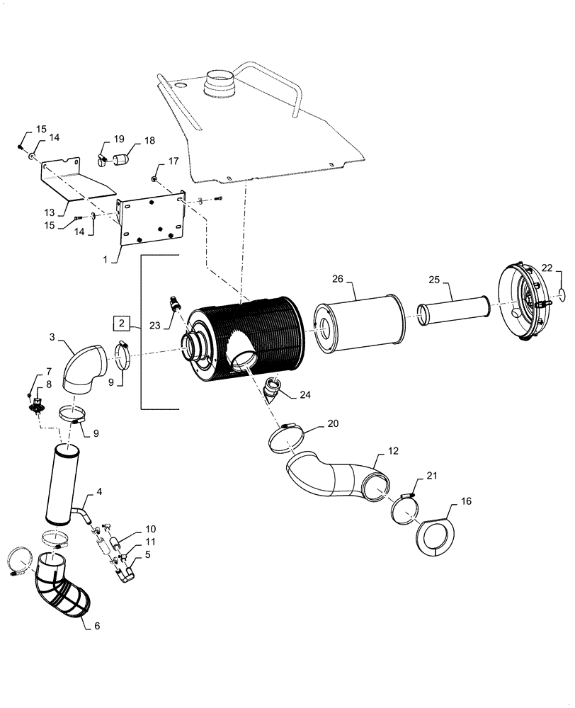 Схема запчастей Case 2050M LT - (10.202.AK[02]) - AIR CLEANER, ASN SER# NFDC20131 (10) - ENGINE