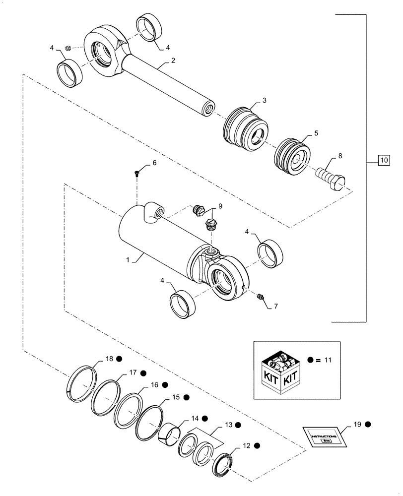 Схема запчастей Case 750M LT - (35.741.AD[01]) - BLADE TILT CYLINDER (35) - HYDRAULIC SYSTEMS