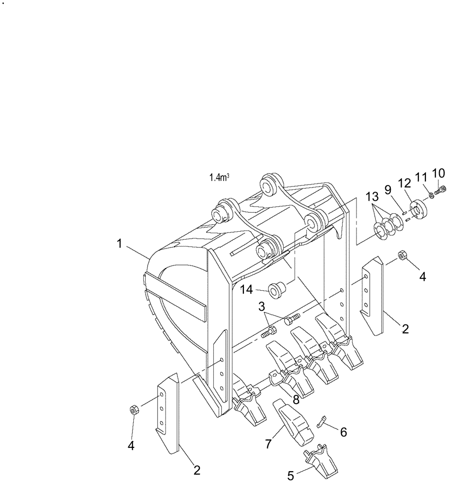 Схема запчастей Case CX350B - (09-65) - VAR. 781912, BUCKET, 1.4M3 HD (09) - CHASSIS