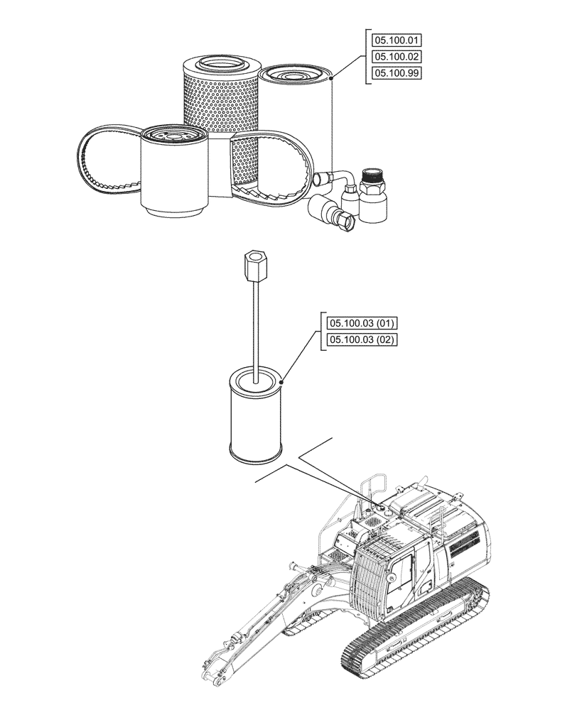 Схема запчастей Case CX210D NLC - (05.000.00[02]) - SECTION INDEX - MACHINE COMPLETION & EQUIPMENT (05) - SERVICE & MAINTENANCE