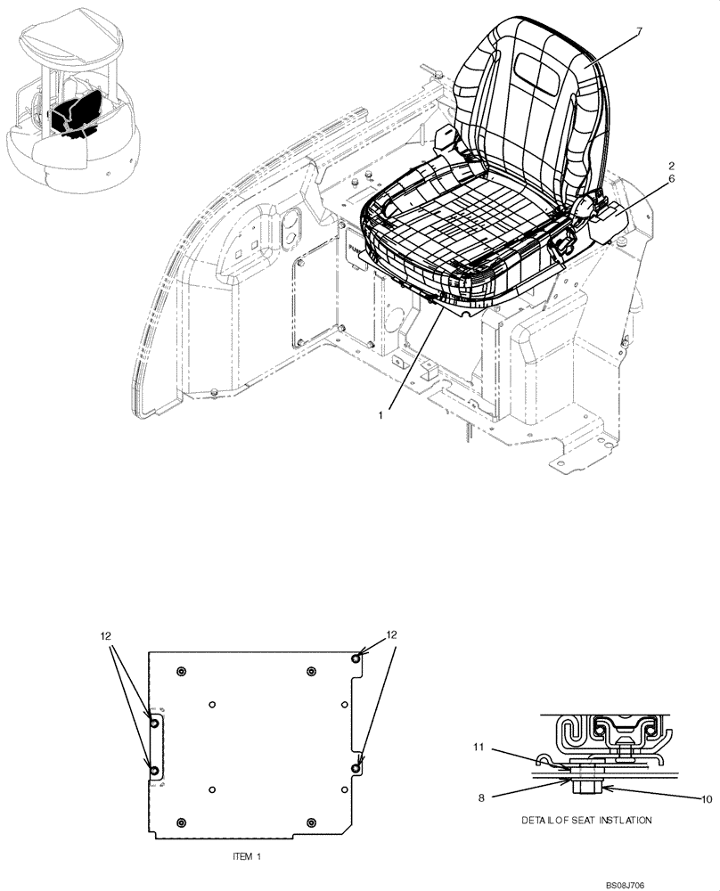 Схема запчастей Case CX50B - (01-066) - SEAT INSTALLATION (PW25M00029F1) (05) - SUPERSTRUCTURE