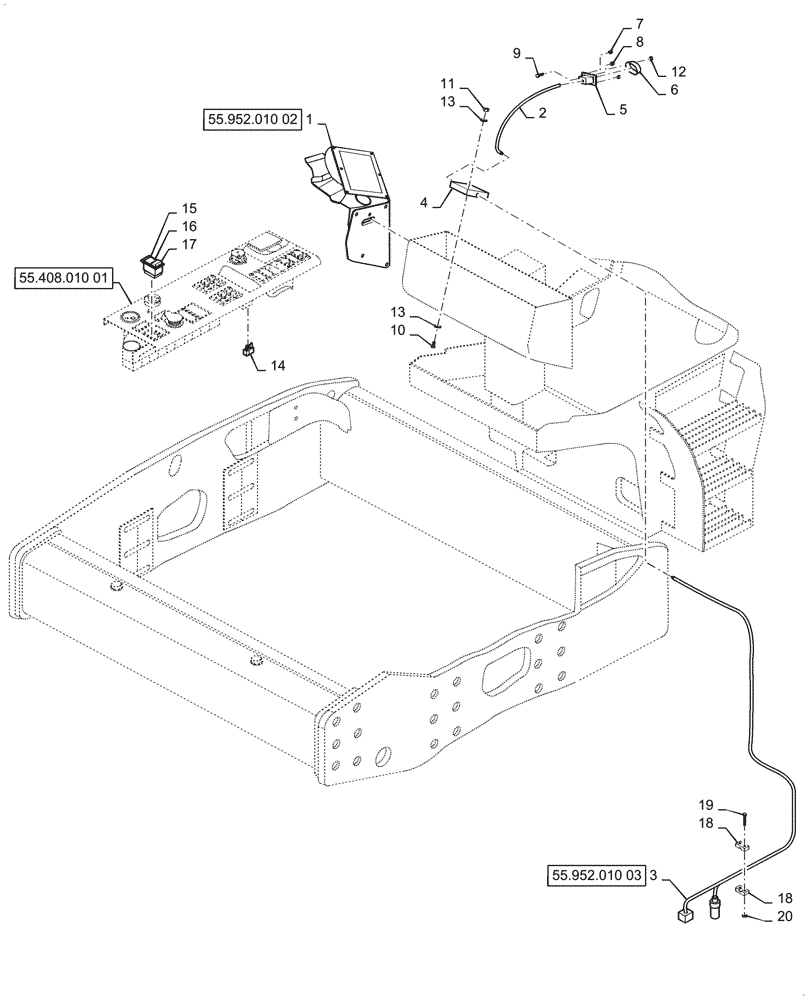 Схема запчастей Case SV210 - (09-32[03]) - ACE FORCE ELECTRICAL PARTS, ASN SER# NFNTB2098 (09) - CHASSIS ATTACHMENTS