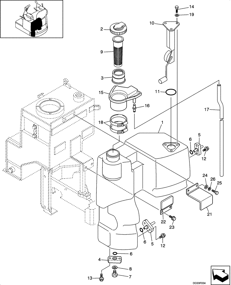 Схема запчастей Case CX14 - (03-01[00]) - FUEL TANK (03) - FUEL SYSTEM