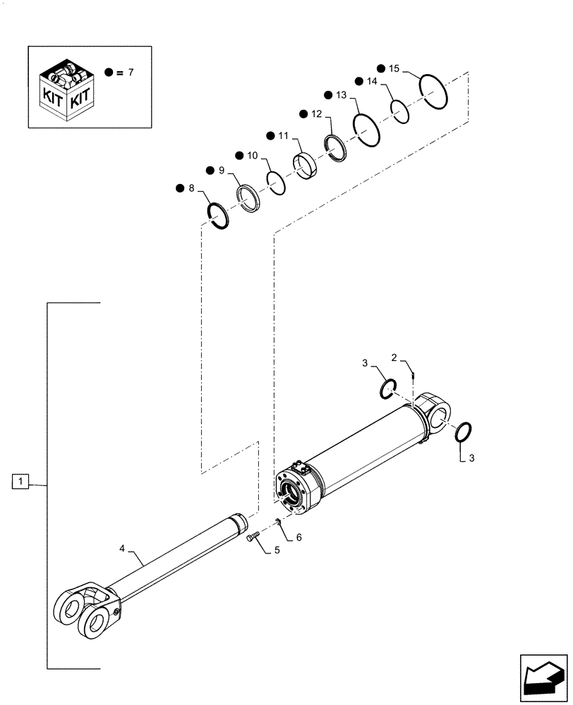 Схема запчастей Case 1121G - (35.100.020[01]) - LIFT CYLINDER XR/LR (35) - HYDRAULIC SYSTEMS