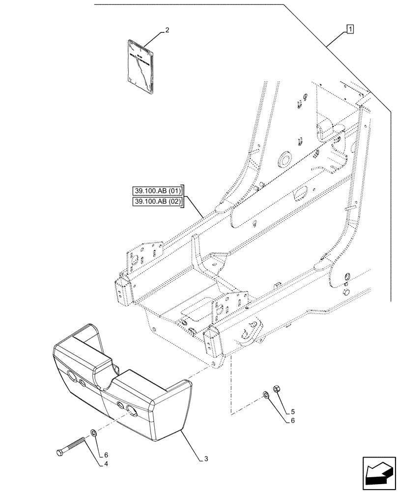 Схема запчастей Case 590SN - (88.100.39[01]) - DIA KIT, STD COUNTERWEIGHT (88) - ACCESSORIES