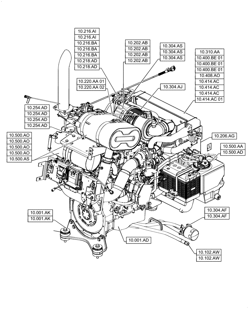 Схема запчастей Case TR310 - (10.000.00) - PICTORIAL INDEX - ENGINE (10) - ENGINE