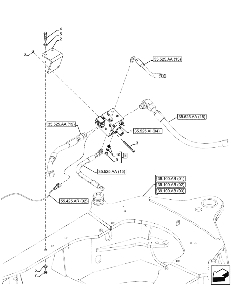 Схема запчастей Case 590SN - (35.525.AI[04]) - VAR - 747662 - AUXILIARY CONTROL VALVE (35) - HYDRAULIC SYSTEMS