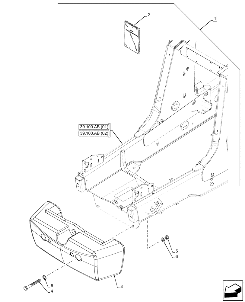 Схема запчастей Case 580SN - (88.100.39[02]) - DIA KIT, HEAVY COUNTERWEIGHT (88) - ACCESSORIES