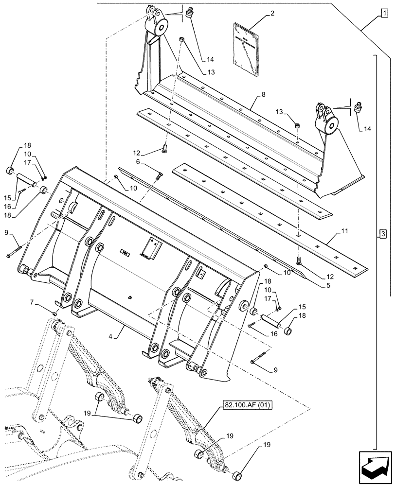 Схема запчастей Case 580SN - (88.100.82[01]) - DIA KIT, BUCKET 82 INCH 4 IN 1 (88) - ACCESSORIES