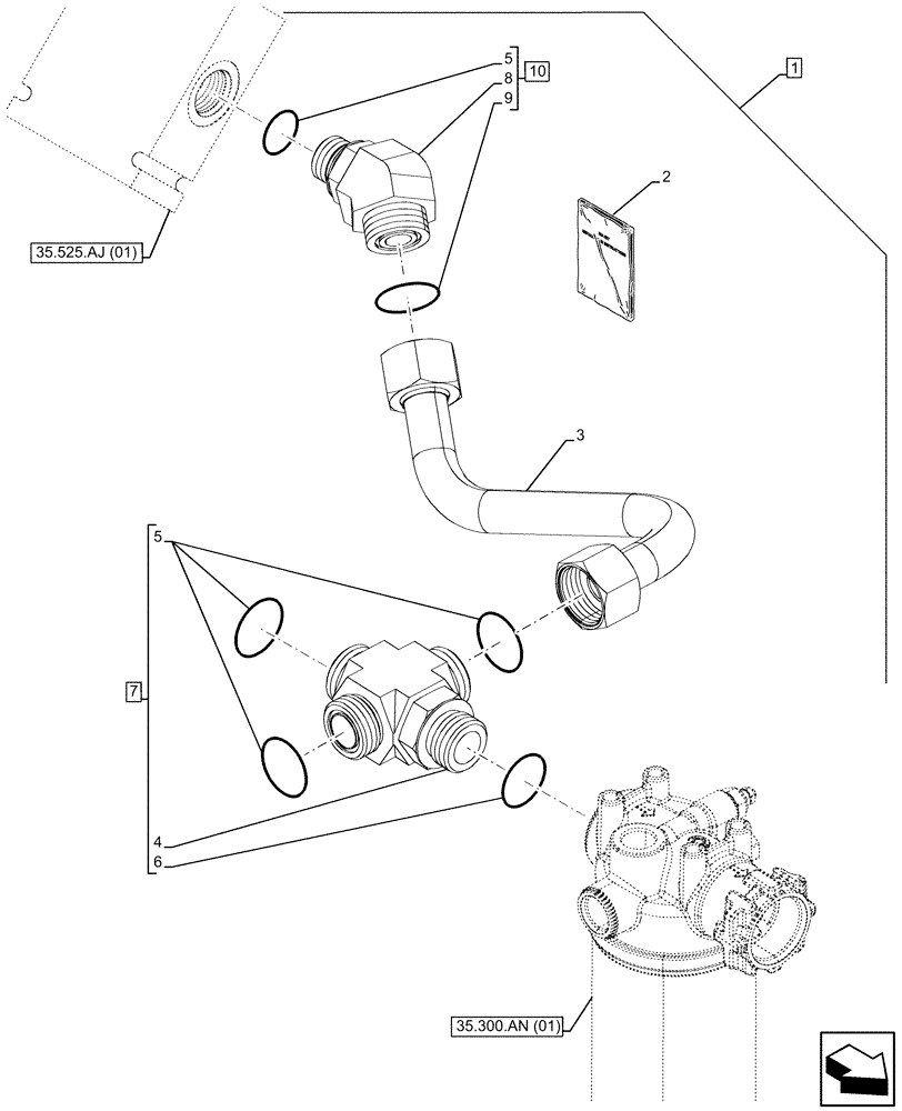 Схема запчастей Case 590SN - (88.100.35[020]) - DIA KIT, UNI-AUX TO COMBO AUX, PILOT, EHOE (88) - ACCESSORIES