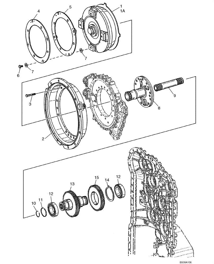 Схема запчастей Case 721C - (06-04) - TRANSMISSION - CONVERTER, COVER AND INPUT SHAFT (06) - POWER TRAIN