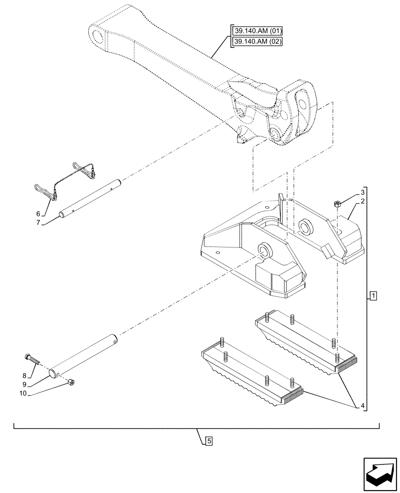 Схема запчастей Case 580SN WT - (39.129.AE[02]) - VAR - 442056 - STABILIZER, FLIP-UP PROTECTION SHIELD (39) - FRAMES AND BALLASTING