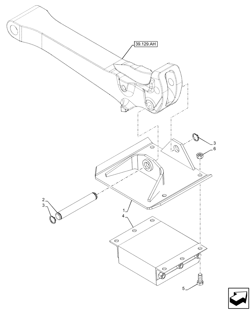 Схема запчастей Case 580SN WT - (39.129.AE[03]) - VAR - 442057 - CEMETERY STABILIZER PAD (39) - FRAMES AND BALLASTING