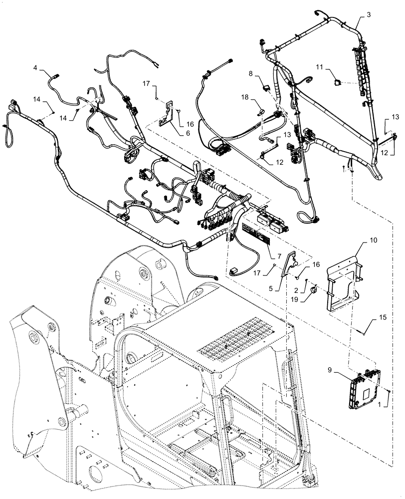 Схема запчастей Case TR320 - (55.101.AC[06]) - WIRE HARNESS & CONNECTOR, ELECTRONIC CONTROLS, OPEN CAB, W/ EHF (20-MAY-2015 & PRIOR) (55) - ELECTRICAL SYSTEMS