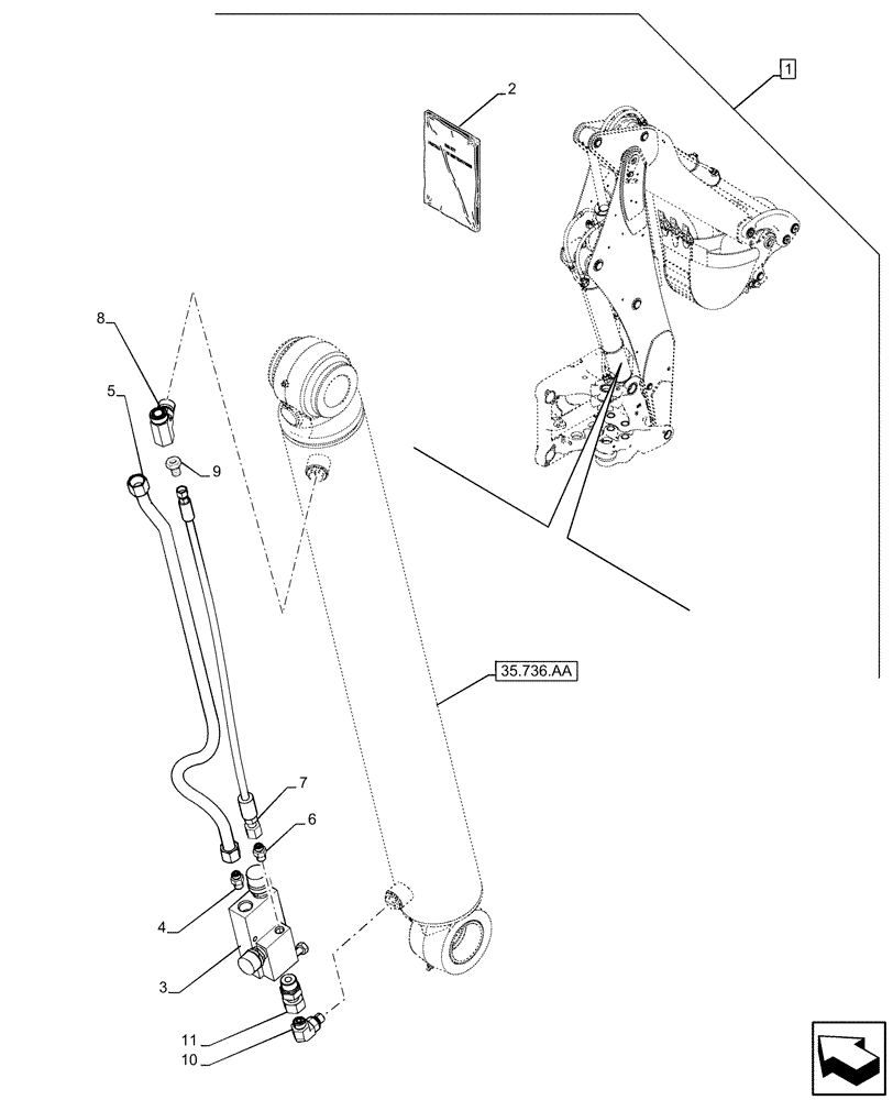 Схема запчастей Case 580SN - (88.100.35[133]) - DIA KIT, BOOM LOCK VALVE (88) - ACCESSORIES