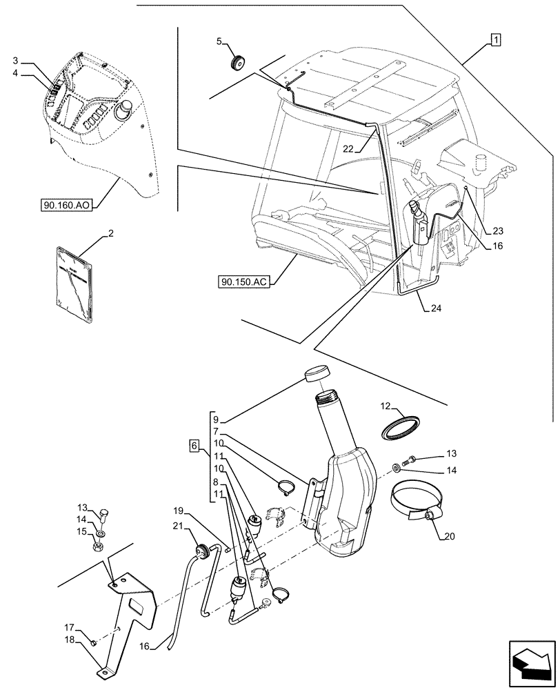 Схема запчастей Case 580SN - (88.100.55[38]) - DIA KIT, CANOPY CONVERSION NARROW - DLX (88) - ACCESSORIES