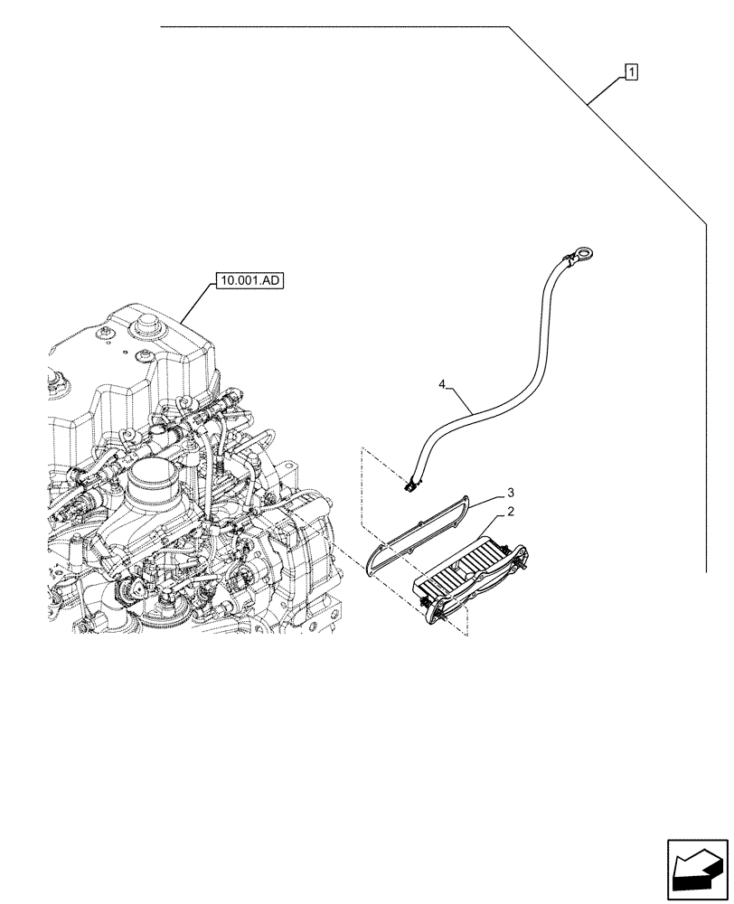 Схема запчастей Case 580SN WT - (88.100.55[33]) - DIA KIT, GRID HEATER INSTALLATION FOR TIER III HPCR ENGINE UNITS (88) - ACCESSORIES